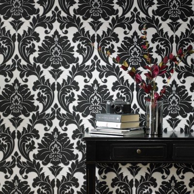 Black And White Damask Wallpaper Bedroom 700x700 Wallpaper Teahub Io