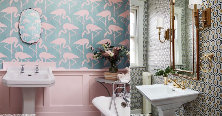 Elegant Wallpaper Bathroom Statement For A Bold Sheerluxecom Banyo