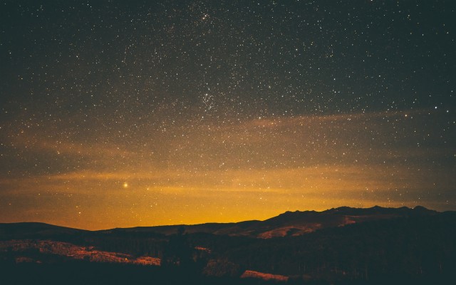 Preview Wallpaper Night Mountains Snow Sky Stars Star Night Sky