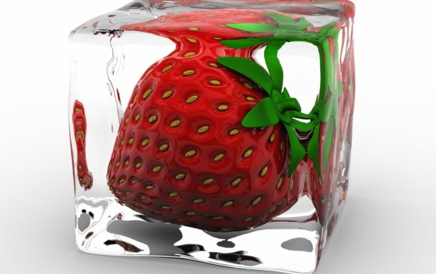 Strawberry Ice Cube Fruit Ice Cube Strawberry X Wallpaper