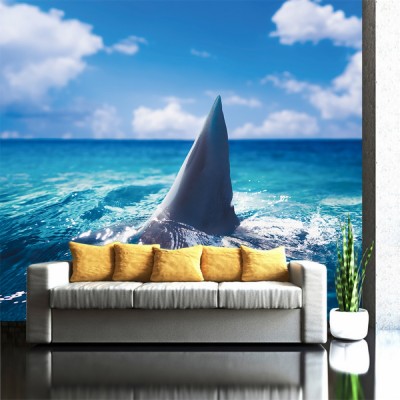 Underwater World Custom Non-woven Wallpaper Seamless - Shark Fin In ...