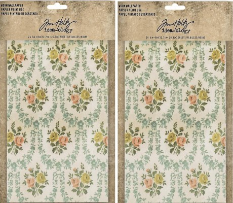 Tim Holtz Electric Elements Wall Flower Worn Wallpaper - Tim Holtz