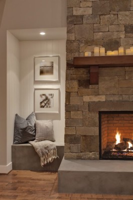 Seattle Fireplace Hearth Stone With Traditional Flameless - Fireplace