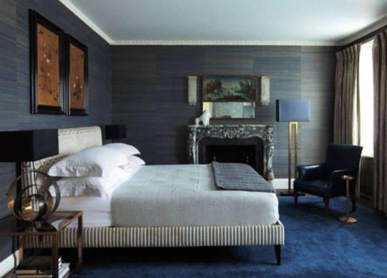 Masculine Bedrooms With Grasscloth Wallpaper Cool Masculine - Dark Blue  Carpet Bedroom - 936x670 Wallpaper 