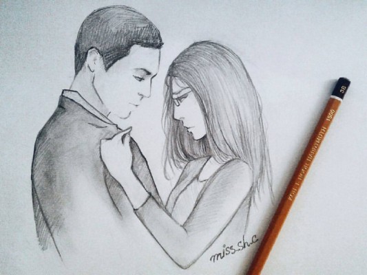 Love Romantic Simple Pencil Drawing 19x10 Wallpaper Teahub Io