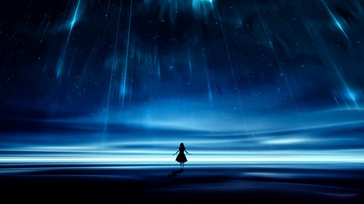 Wallpaper Of Aurora Borealis Girl Sky Woman Background Anime Sky Wallpaper K X