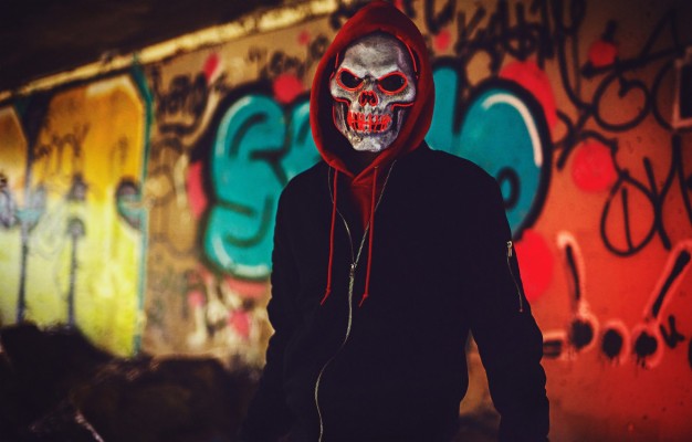 Photo Wallpaper Skull, Mask, Hood, Male - Skull Mask Wallpaper Hd