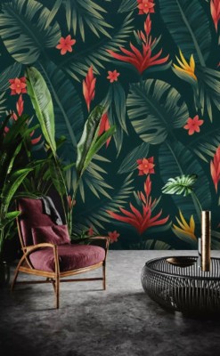 Tropical Floral Wall Mural - 570x921 Wallpaper - teahub.io