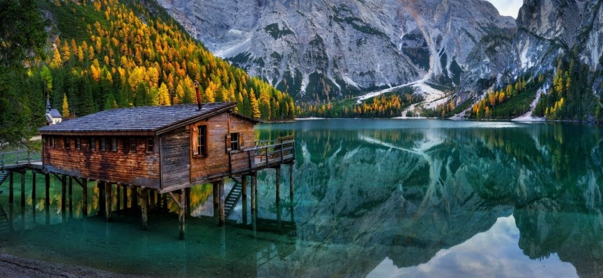 Nature Landscape Lake Mountain Cabin Chapel Forest - Pragser Wildsee ...