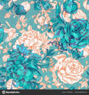 Turquoise Blue Peach Floral - 1600x1700 Wallpaper - teahub.io