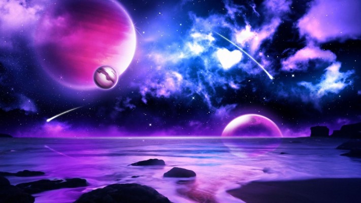 Purple Hd Picture Desktop Wallpapers High Definition - Purple Galaxy With  Planets - 1920x1080 Wallpaper 
