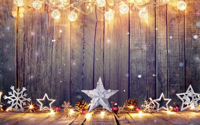 Merry Christmas Stars Decorations In Wall Wallpaper - Christmas ...