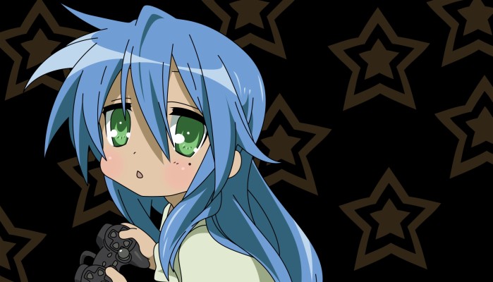 Green-eyed anime girl with blue hair - wide 3