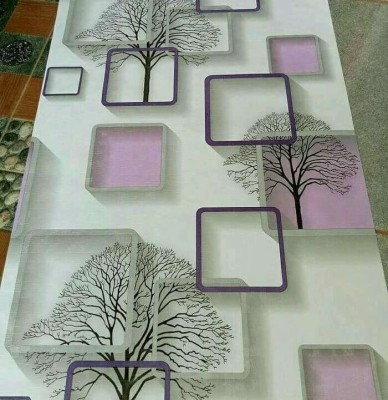 Wallpaper  Sticker Dinding  Pohon Kotak  3d  Ungu 45cm Motif 