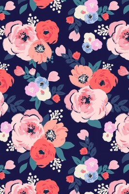Blue Floral Wallpaper With Navy Colour Block - 1000x1000 Wallpaper -  