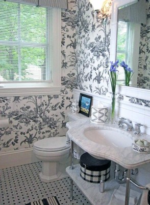 Philadelphia Polished Nickel Mirror With Black Bathroom - Mirrored Wall ...