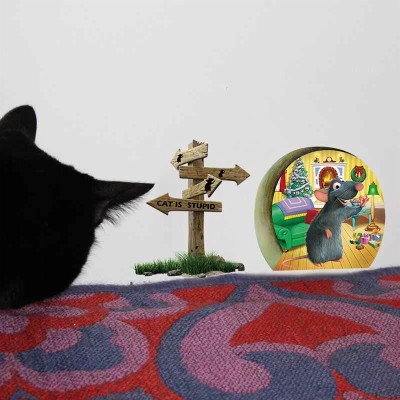 3d Cartoon Wall Decals Wallpaper Funny Mouse Hole Cat - Cartoon Mouse