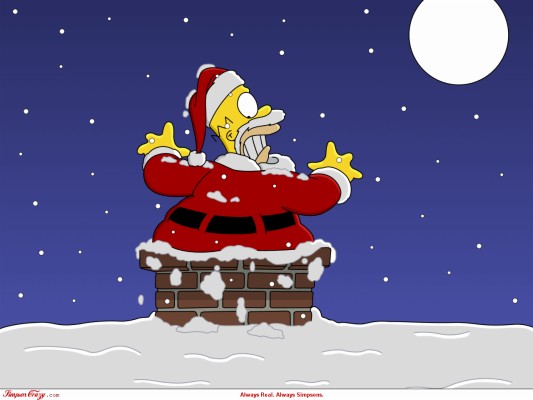 Homer Stuck In A Chimney Christmas Wallpaper - Homer Simpson Stuck In ...