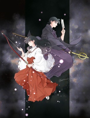 Higurashi Kagome, Inuyasha, Miroku, Japanese Clothes, - Kagome In Inuyasha Clothes  - HD Wallpaper