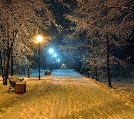 Wallpaper Street, Lights, Night City, Winter, Dark - Dark Street Light ...