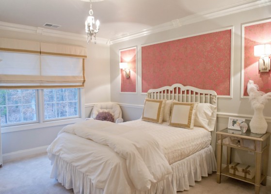 Molding On Walls Bedroom Traditional With Pink Wallpaper - Bedroom Wall ...