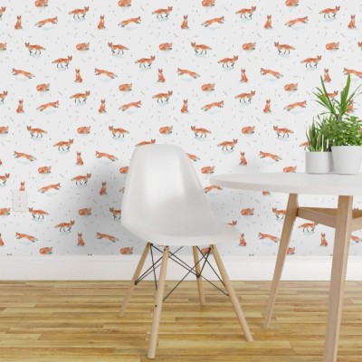 Spoonflower Peel And Stick Removable Wallpaper, Fox - Wallpaper