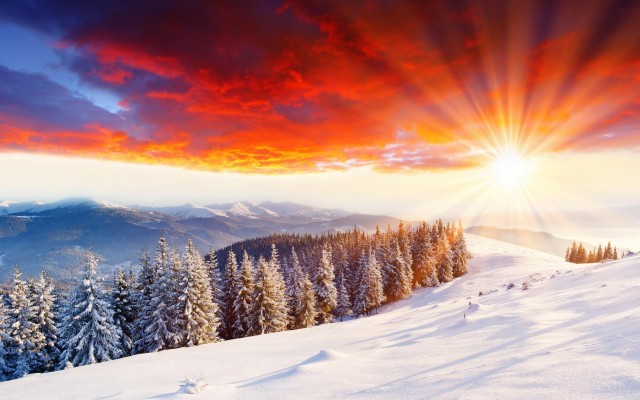 Snowy Mountain With A Sun Set - 2560x1600 Wallpaper - teahub.io