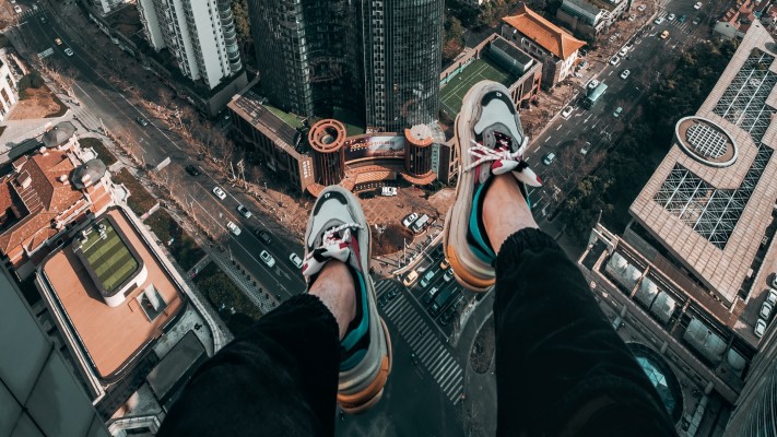 Wallpaper Feet, Roof, Skyscrapers, Freedom, Overview - Feet On Roof ...