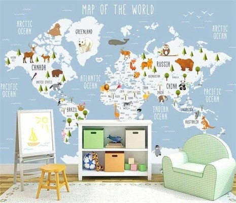 Mural Wallpaper Pure Green Mountain Art Wallpaper Mural - Kids Room 