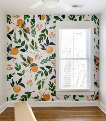 Removable Orange Blossom Wallpaper, Young House Love Ceiling Fan