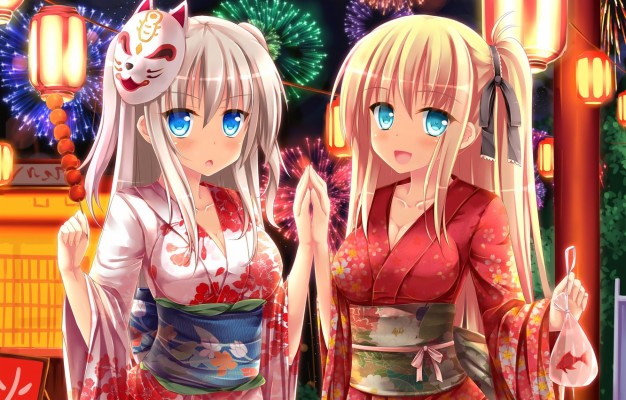 Photo Wallpaper Girls Mask Yukata Anime Art Charlotte Nao Tomori Wallpaper Pc 1332x850 Wallpaper Teahub Io