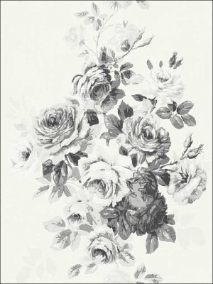 Tea Rose Black White On White Wallpaper Me1534 By York - Magnolia Home ...