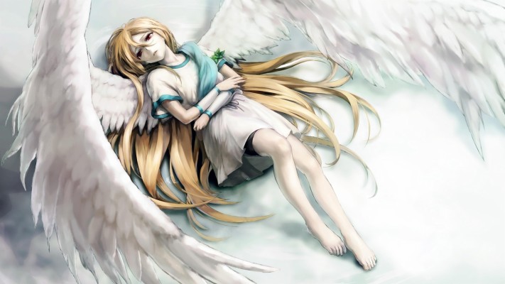 Anime Angel Girl Render, White Haired Female Anime - Wings Anime Girl ...