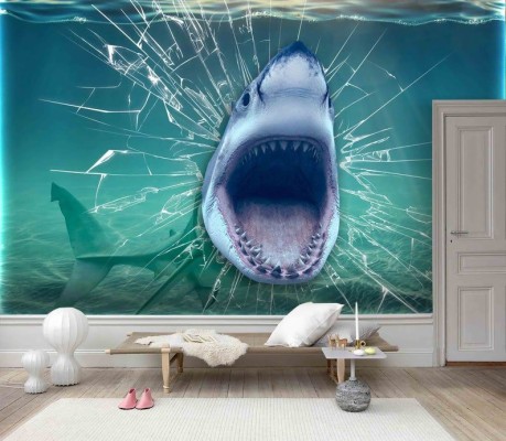 Shark Breaking Through Glass - 794x691 Wallpaper - teahub.io
