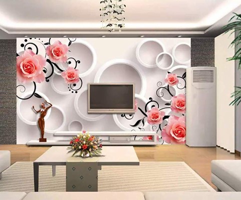 Muraviewall 3d Pink Rose Flower Wallpaper High-end - Tranh Dán Tường 3d ...