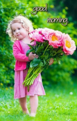 Cute Kids Good Morning Flower Images In Hindi - Good Morning Friend Girls -  564x875 Wallpaper 