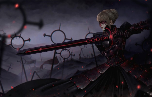 Photo Wallpaper Girl, Armor, Style, Girl, Sword, Fantasy, - Saber Alter ...