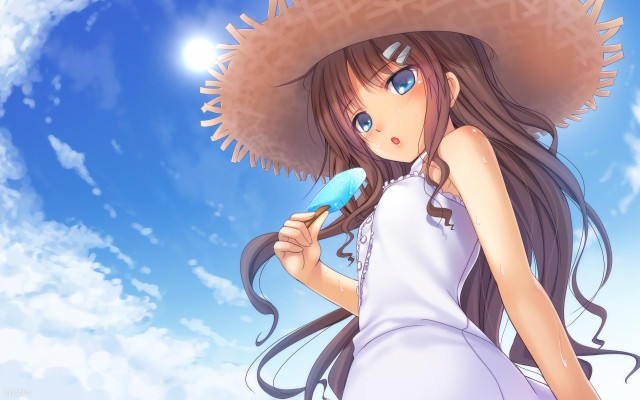 Anime Girl Brown Hair Cute Blue Eyes - 840x1336 Wallpaper 