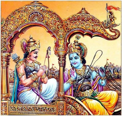 the bhagavad gita in pictures lord krishna and bhishma pitamah 880x621 wallpaper teahub io lord krishna and bhishma pitamah