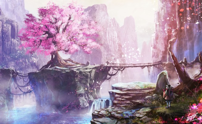 Cherry Blossom Wallpaper Anime 1962x1200 Wallpaper Teahub Io