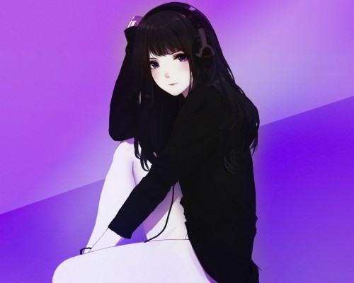 Headphone Cute Anime Girl Black Hoodie Wallpaper Hoodie Cool Anime Girl 1280x1024 Wallpaper Teahub Io