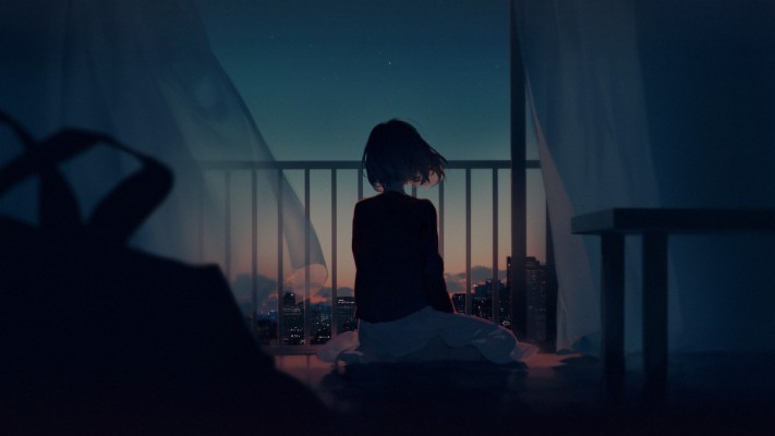 Alone Anime Sad Girl - 2560x1440 Wallpaper 