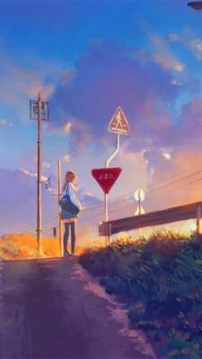 Sunset, Pathway, Anime Girl, Original, Wallpaper - 1080p Anime Sunset ...