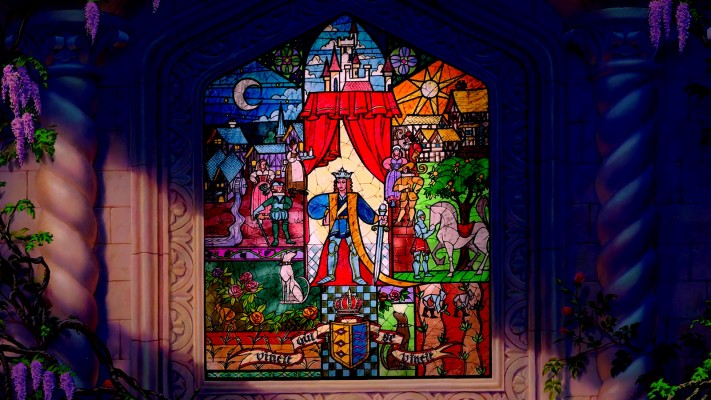 Stained Glass Wallpaper - Beauty And The Beast Castle Stained Glass ...