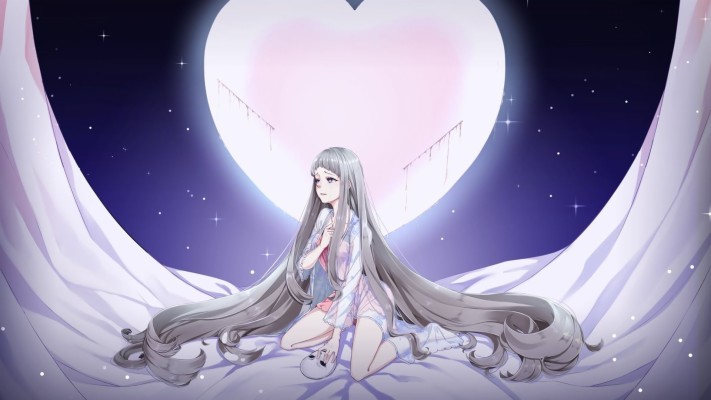 Wallpaper Anime, Girl, Vampire, Night, Moon - Anime Girl Full Moon -  2048x1152 Wallpaper 