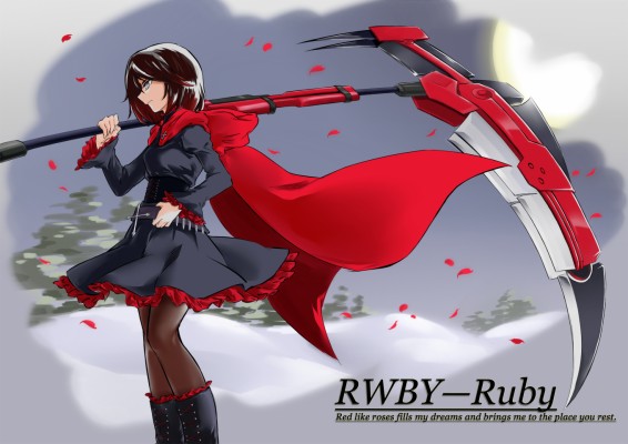 Petals Ruby Rose Rwby Scythe Weapon - Ruby Rose And Her Scythe - 1360x961  Wallpaper 