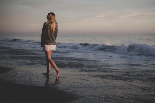 Woman Walking Beside Seashore, Beach, Girl, Ocean, - Walking By ...