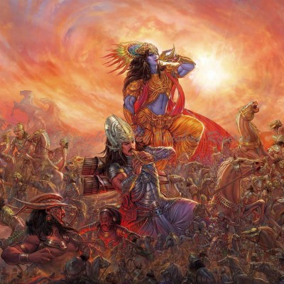 Krishna And Arjuna Art - 1080x1080 Wallpaper 