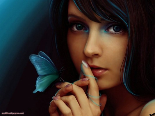 Butterflies Fantasy Girl Art Hd - 1024x768 Wallpaper - teahub.io