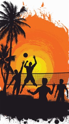 Wallpaper Volleyball, Silhouettes, Sun, Palm Trees, - 1080p Volleyball ...